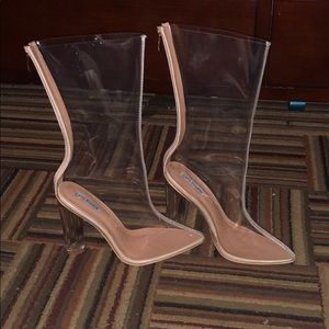 Clear booties thick heel. F21